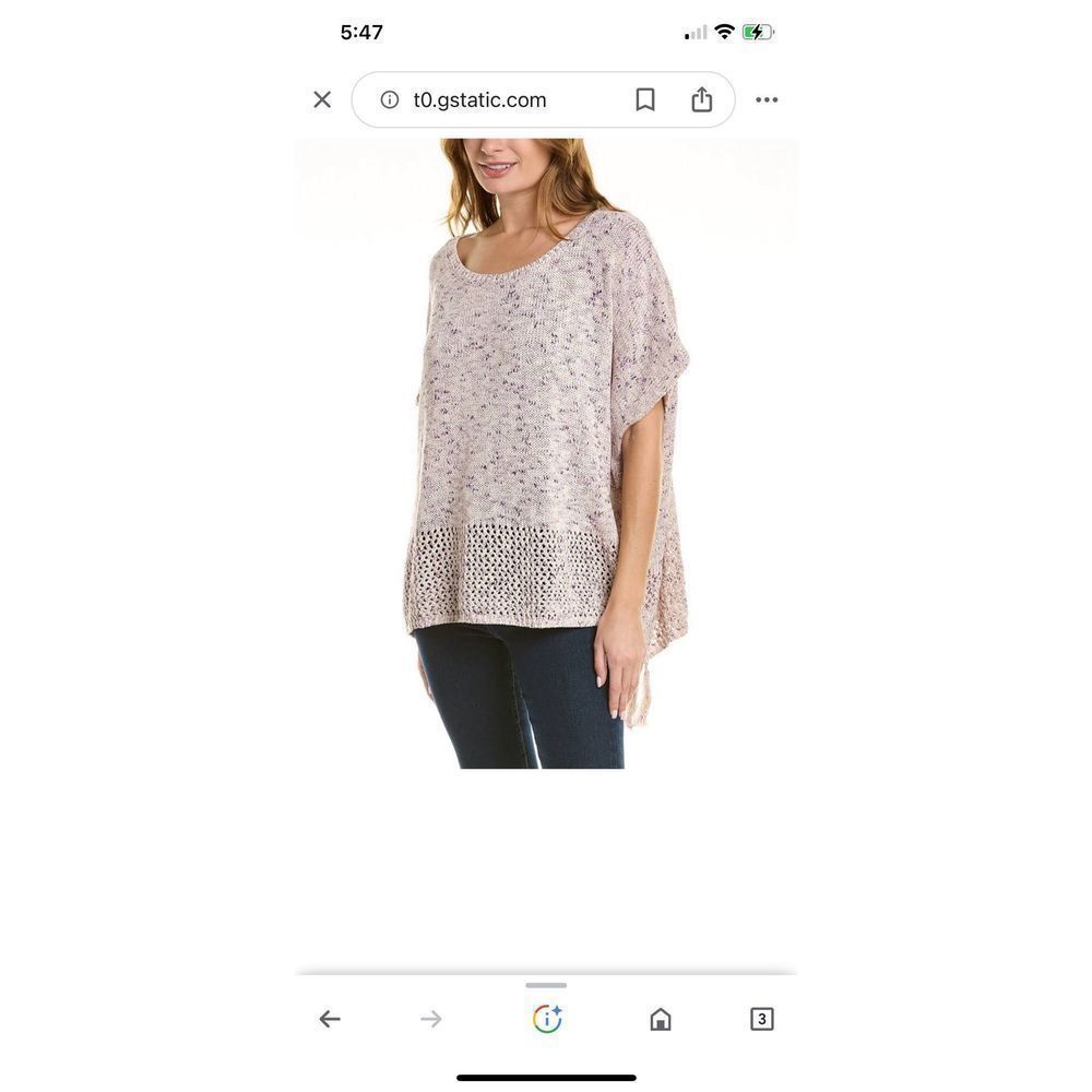 NWT Johnny Was sweater knit poncho w tassels cream purple one size fits all
